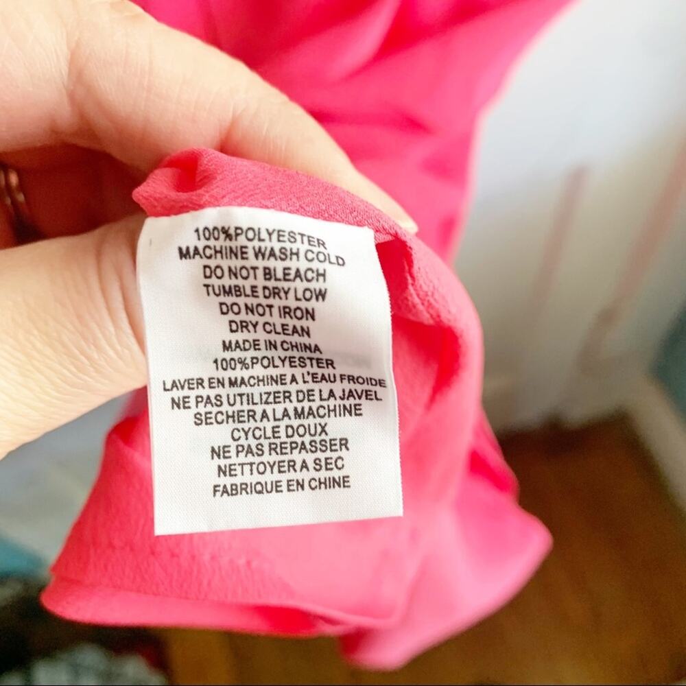 Trina Turk True Love Ruffle Halter Dress Cosmic Pink Strappy Sleeves NEW Large L - Picture 11 of 14